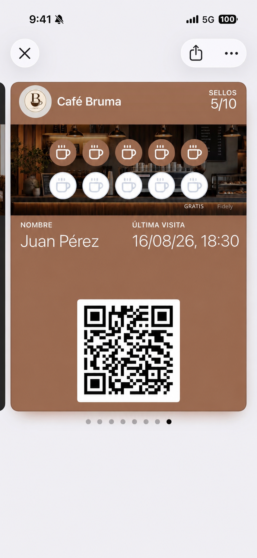 Tarjeta de Café Fidely en Apple Wallet